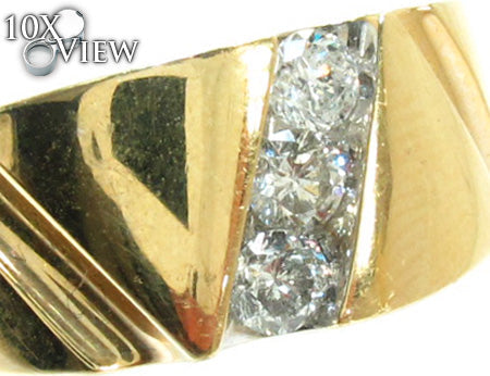 Mens 14K Gold Channel Diamond Ring, photo 3 of 7