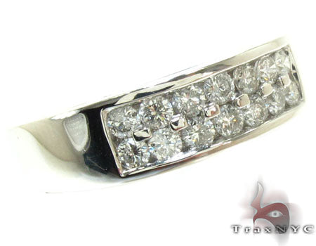 Men's white gold ring with two channel-set rows of round diamonds