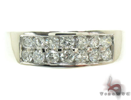 Men's white gold channel-set diamond ring with two rows of round diamonds