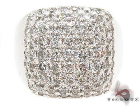 Men's white gold ring with square pave diamond cluster top