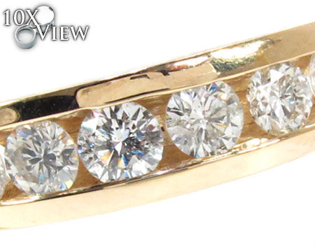 Mens 14K Yellow Gold Channel Diamond Ring, photo 3 of 7