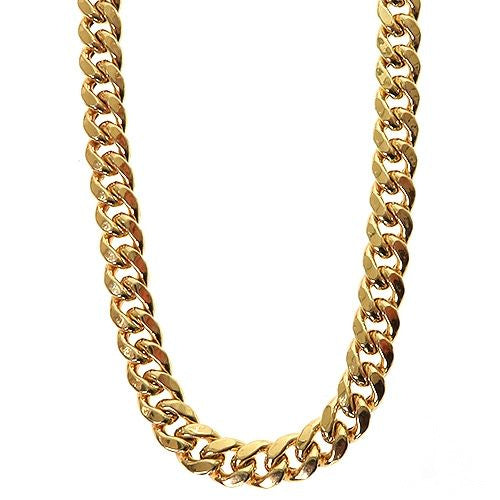 Hollow 14K yellow gold Miami Cuban chain, 24 inches long, 5.5mm link width