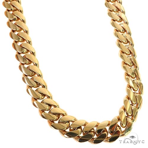 30-inch 12mm 10k yellow gold Miami Cuban chain with polished thick links