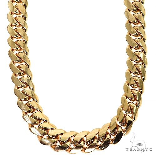 Miami Cuban Chain 10k Yellow Gold 28 Inches 15mm 46375 – TraxNYC