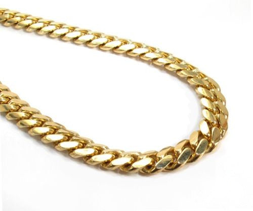 22mm Miami Cuban chain in 14k yellow gold, 28 inches, flat interlocking links, front-facing product view