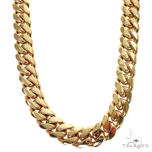 36-inch 18k yellow gold Miami Cuban chain with 12mm thick wide links