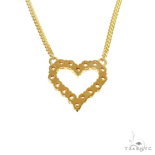 14K Gold Miami Cuban Chain Diamond Heart Necklace, photo 4 of 6