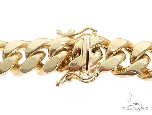24-inch hollow 14k yellow gold Miami Cuban chain with 9.5mm wide links and lobster clasp, photo 5 of 8