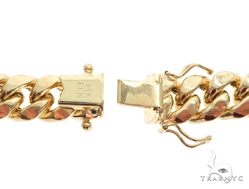 24-inch hollow 14k yellow gold Miami Cuban chain with 9.5mm wide links and lobster clasp, photo 7 of 8