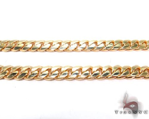 28-inch 10mm yellow Miami Cuban link chain with polished gold finish