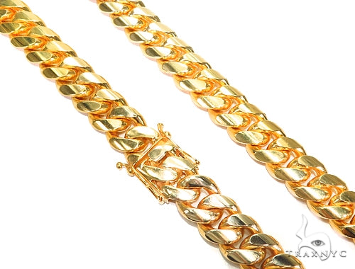 Solid yellow gold Miami Cuban chain, 22mm wide, 36-inch length