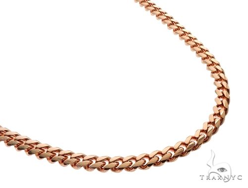 24-inch 7mm Miami Cuban link chain in polished 14K rose gold with secure clasp