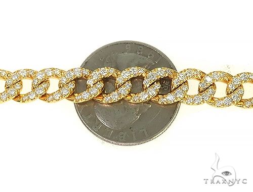 14K Gold Cuban Curb Link Diamond Chain 24 Inches 8mm, photo 5 of 6