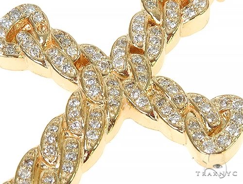 14K Gold Miami Cuban Link Diamond Cross Crucifix, photo 4 of 7