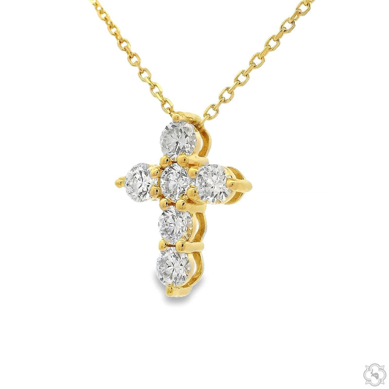 14K Gold Mini Diamond Cross Necklace, photo 3 of 9