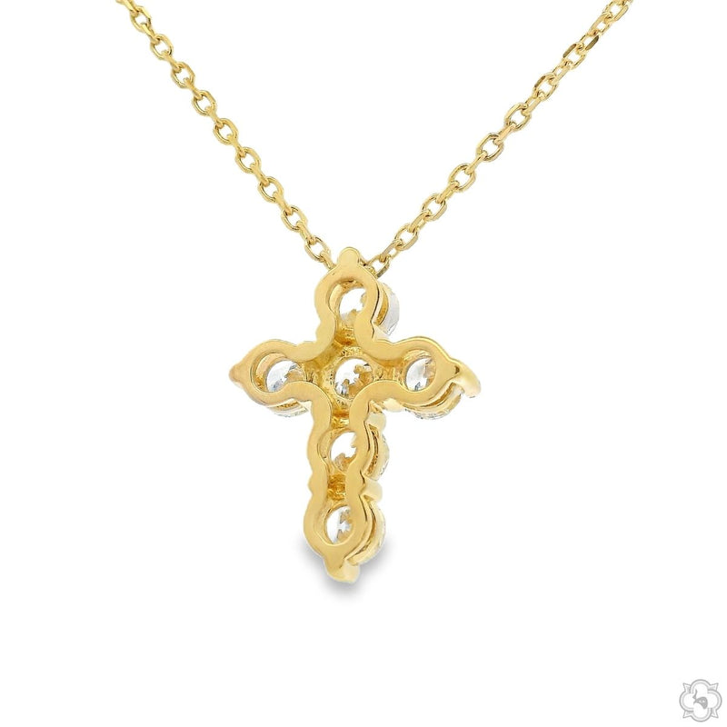 14K Gold Mini Diamond Cross Necklace, photo 4 of 9