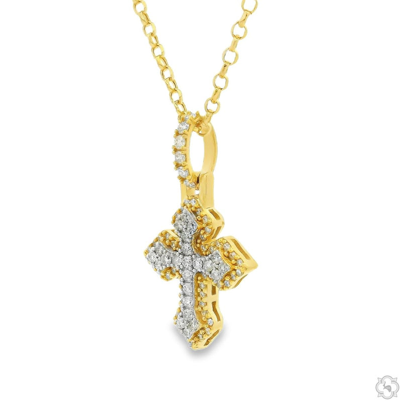 10K Gold Mini Diamond Cross Pendant Set, photo 5 of 11