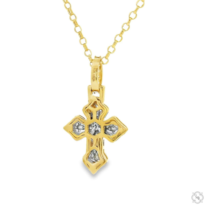 10K Gold Mini Diamond Cross Pendant Set, photo 8 of 11