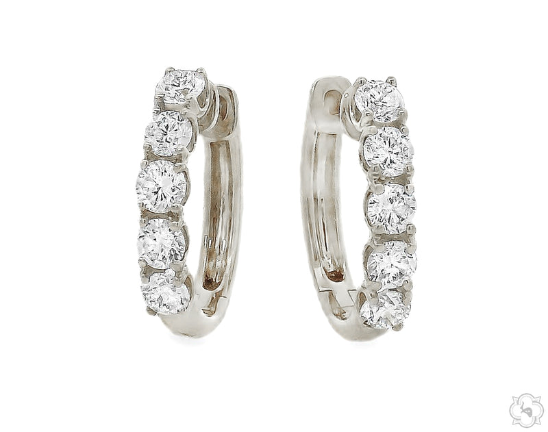Mini Diamond Huggie Hoops in 18K gold, view 2