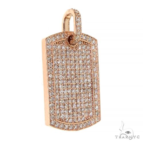 14K Gold Mini Dog Tag Diamond Pendant, photo 2 of 6