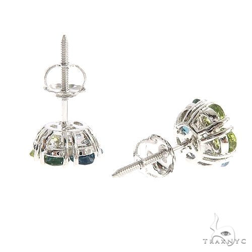 14K Gold Mini Earth Sapphire Flower Earrings, photo 3 of 3