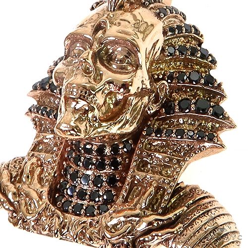 14K Gold Mini Mummified Zombie Skeleton Pharaoh Pendant, photo 3 of 7