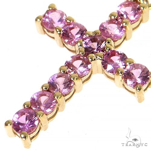 14K Gold Mini Pink Sapphire Cross, photo 3 of 6