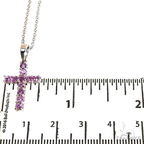 14K Rose Gold Mini Pink Sapphire Cross Set, view 5