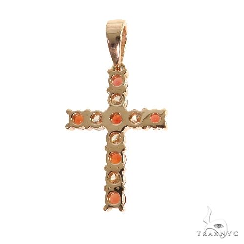 14K Gold Mini Red Sapphire Diamond Cross, photo 4 of 6