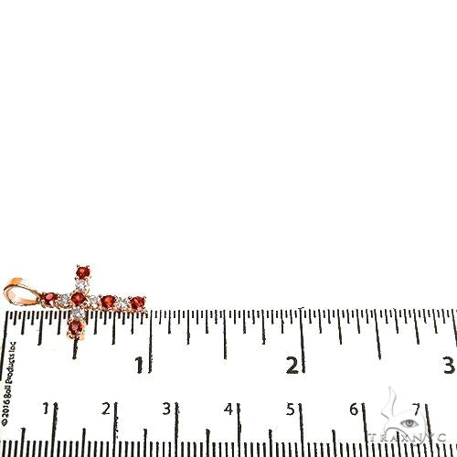 14K Gold Mini Red Sapphire Diamond Cross, photo 6 of 6