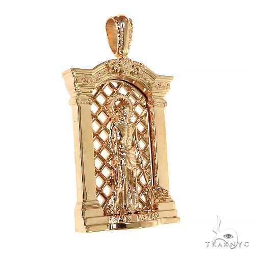 14K Gold Mini Solid St. Lazarus Pendant, photo 2 of 6
