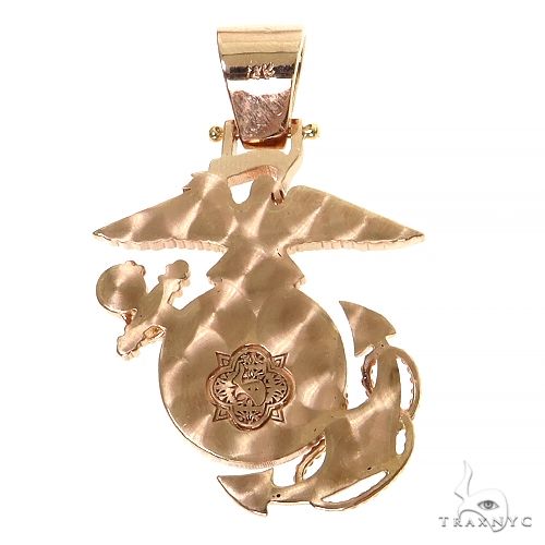 14K Gold Mini US Marines Logo Diamond Pendant, photo 4 of 6