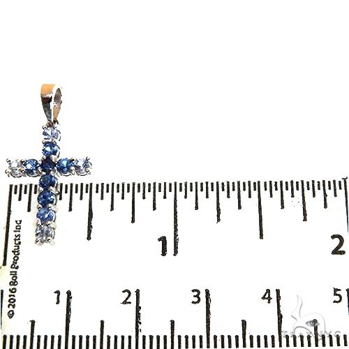 14K Gold Mini Water Sapphire Cross Pendant, view 4