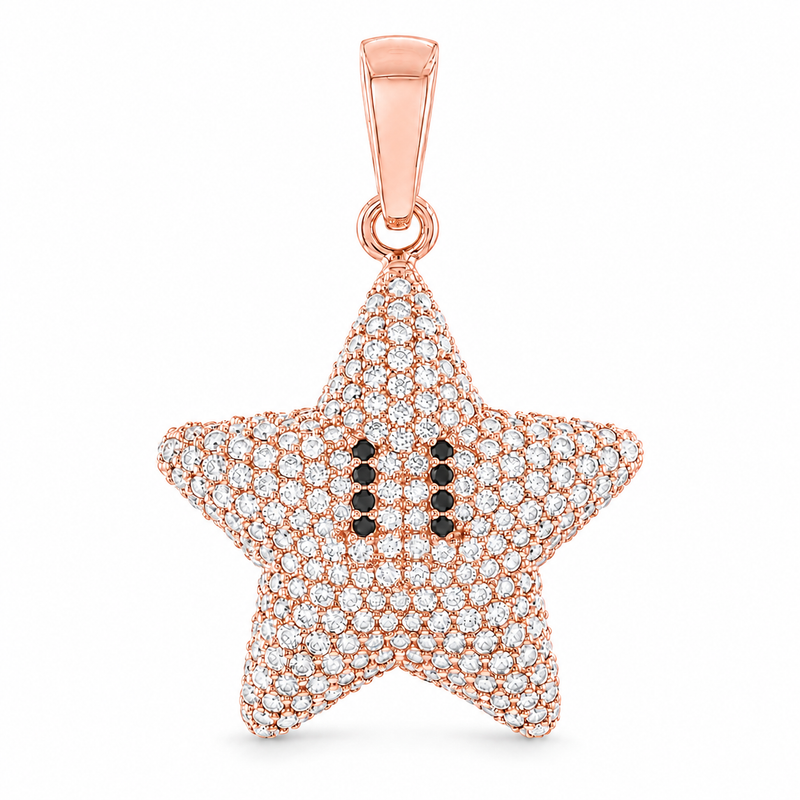 Mini Mario Star Diamond Pendant in 14K gold, view 2