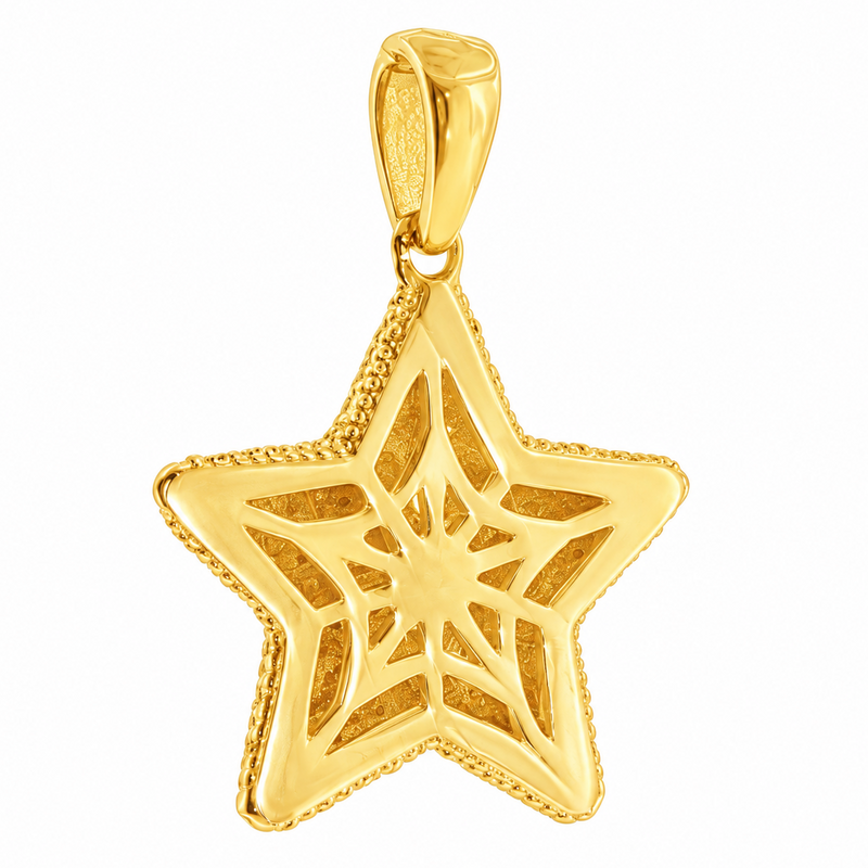 Mini Mario Star Yellow Diamond Pendant in 14K gold, view 7