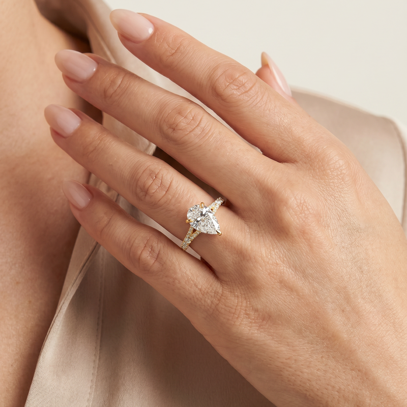 14K Gold 2 Ct Mirabella Pear Lab-Grown Diamond Engagement Ring, photo 7 of 8