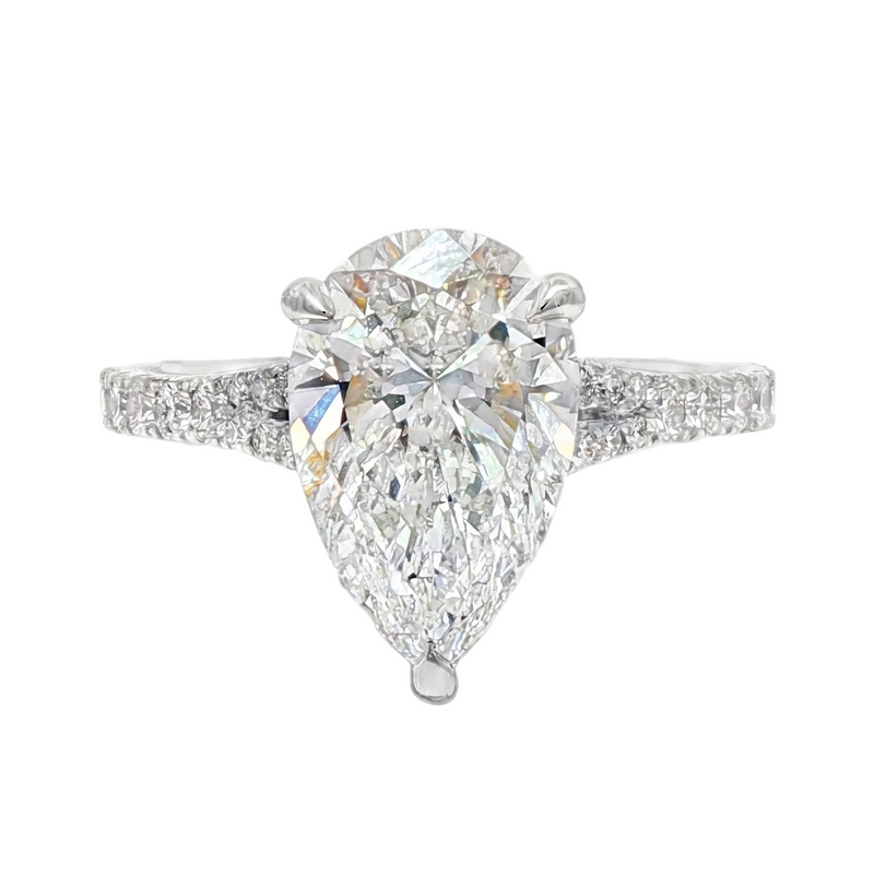 14K Gold 3 Ct Mirabella Pear Lab-Grown Diamond Engagement Ring, photo 2 of 9
