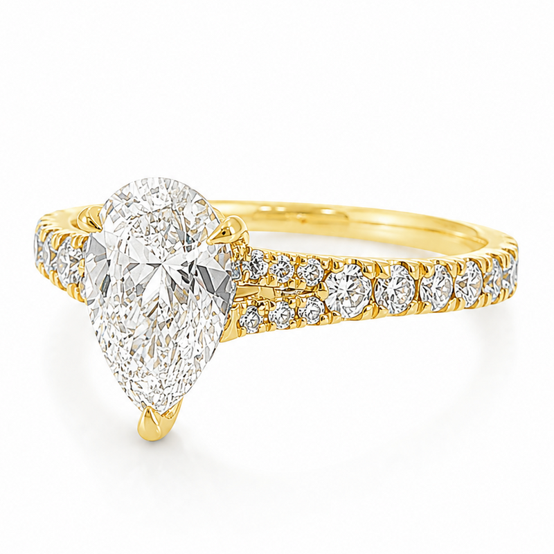 14K Gold 1 Ct Mirabella Pear Lab-Grown Diamond Engagement Ring, photo 4 of 10