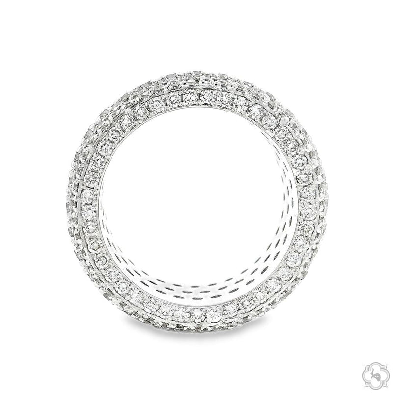 12mm wide white gold band with three rows of natural diamonds men's ring