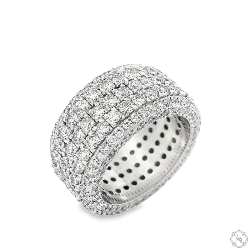14K Gold Natural Diamond Eternity 12mm Wide Band, photo 3 of 3