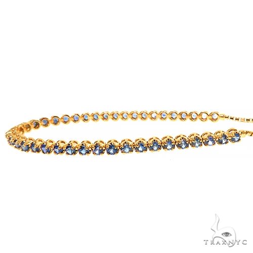 14K Gold Ocean Blue Adjustable Sapphire Tennis Bracelet, photo 2 of 4