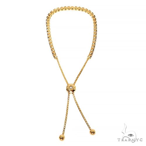 14K Gold Ocean Blue Adjustable Sapphire Tennis Bracelet, photo 3 of 4