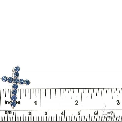 14K Gold Ocean Blue Sapphire Cross, photo 5 of 6
