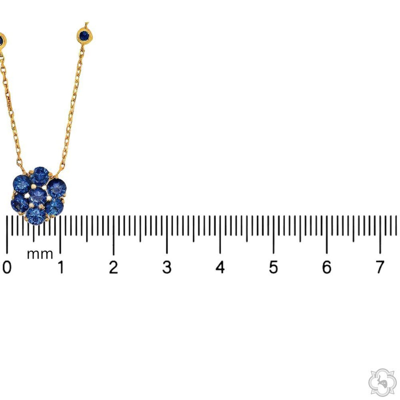 14K Gold Ocean Blue Sapphire Flower Necklace, photo 6 of 6