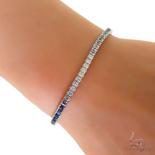 14K Gold Ocean Breeze Sapphire Tennis Bracelet, photo 4 of 7