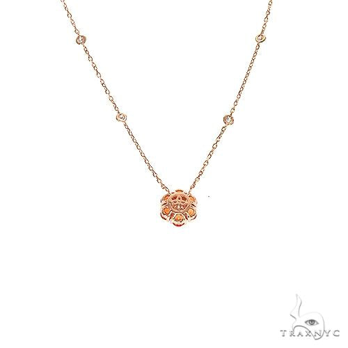 14K Gold Orange Sapphire Diamond Flower Necklace, photo 3 of 6