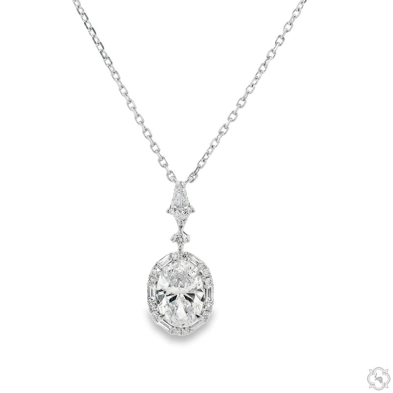 18K Gold Oval Lab-Grown Diamond Necklace, photo 3 of 9