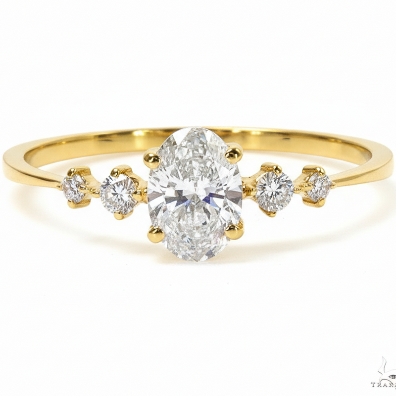 Oval Shape Diamond Ring in 14K gold, view 2