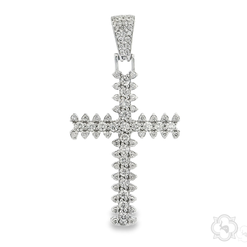 14K Yellow Gold Prong Diamond Cross