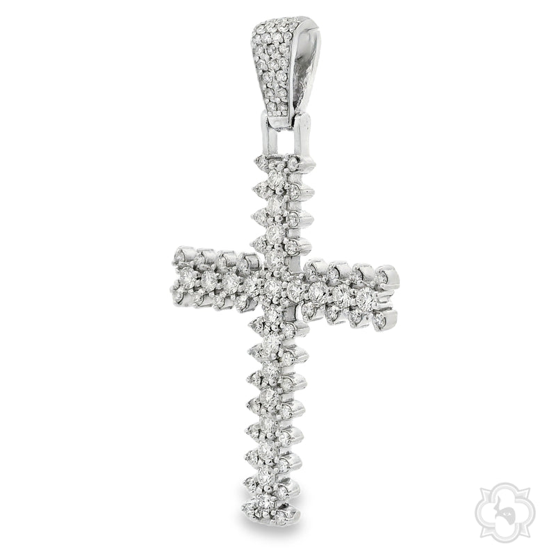 14K Yellow Gold Prong Diamond Cross, view 3